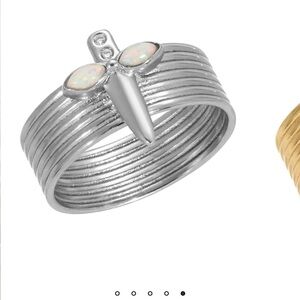 Lili Claspe Dagger Banded Ring in Silver NWT